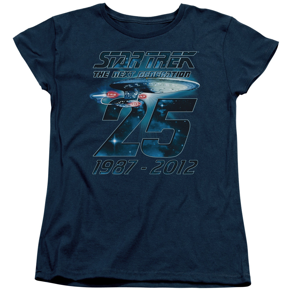 STAR TREK/ENTERPRISE 25 - S/S WOMENS TEE - NAVY