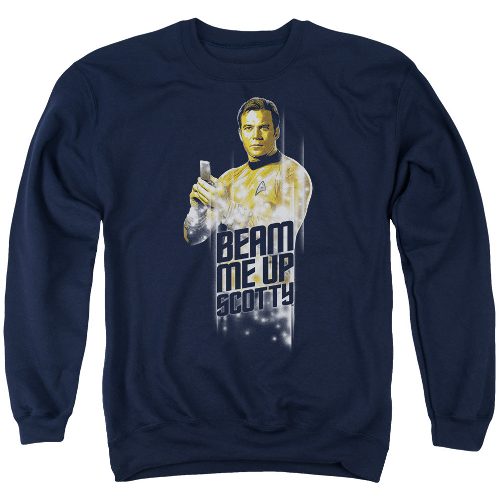 STAR TREK/BEAM ME UP - ADULT CREWNECK SWEATSHIRT - NAVY