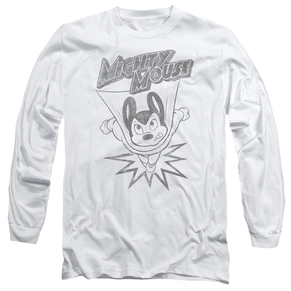 MIGHTY MOUSE/BURSTING OUT - L/S ADULT 18/1 - WHITE