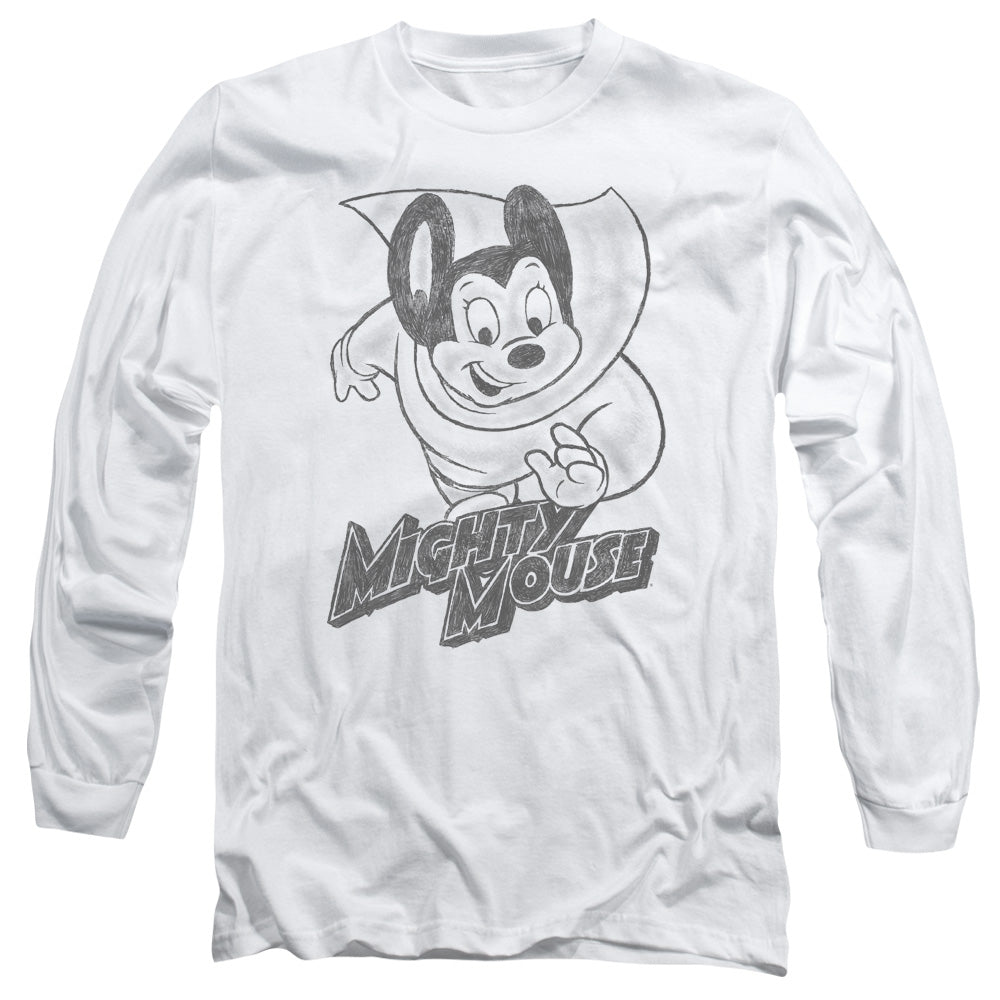 MIGHTY MOUSE/MIGHTY SKETCH - L/S ADULT 18/1 - WHITE