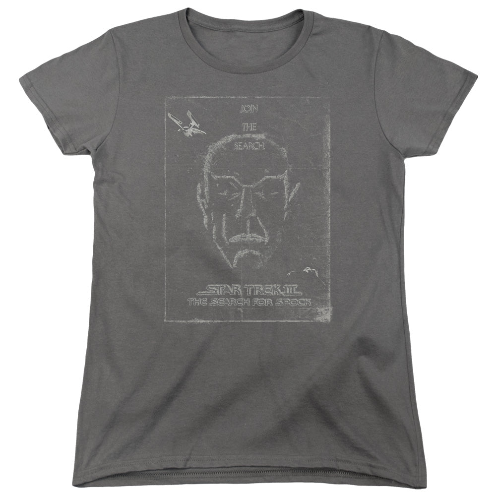 STAR TREK/JOIN THE SEARCH - S/S WOMENS TEE - CHARCOAL