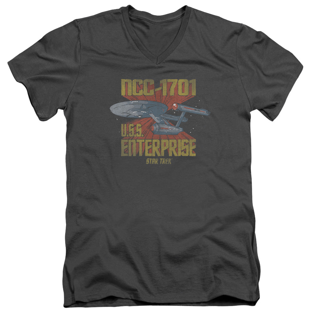 STAR TREK/NCC1701 - S/S ADULT V-NECK 30/1 - CHARCOAL