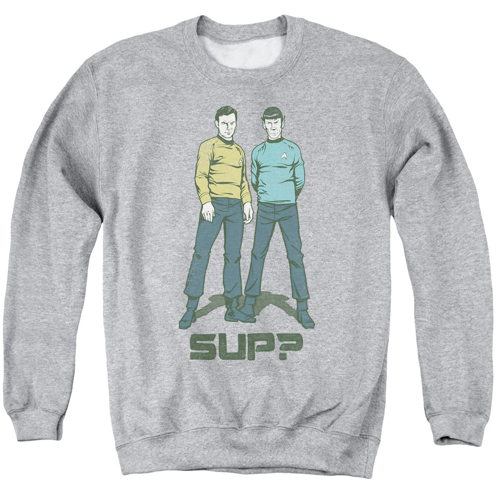STAR TREK/SUP - ADULT CREWNECK SWEATSHIRT - ATHLETIC HEATHER