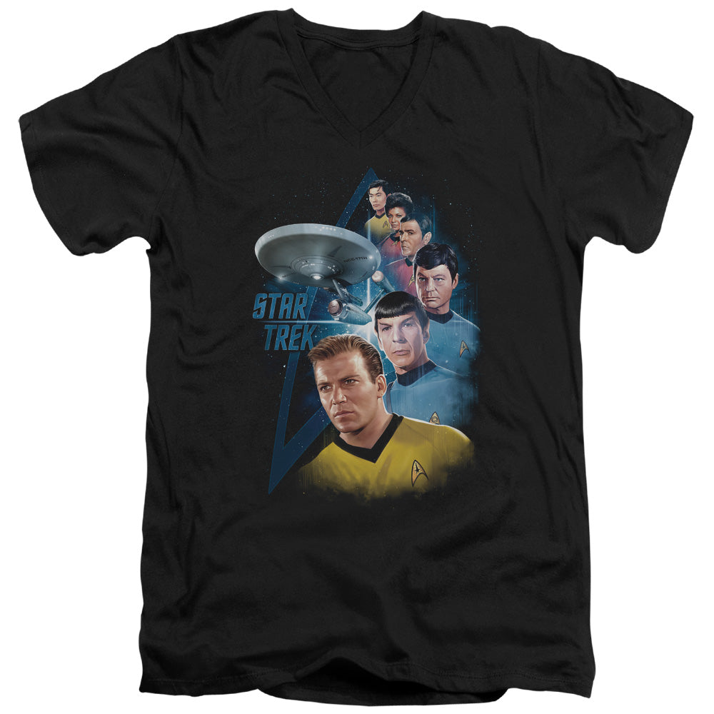 STAR TREK/AMONG THE STARS - S/S ADULT V-NECK 30/1 - BLACK