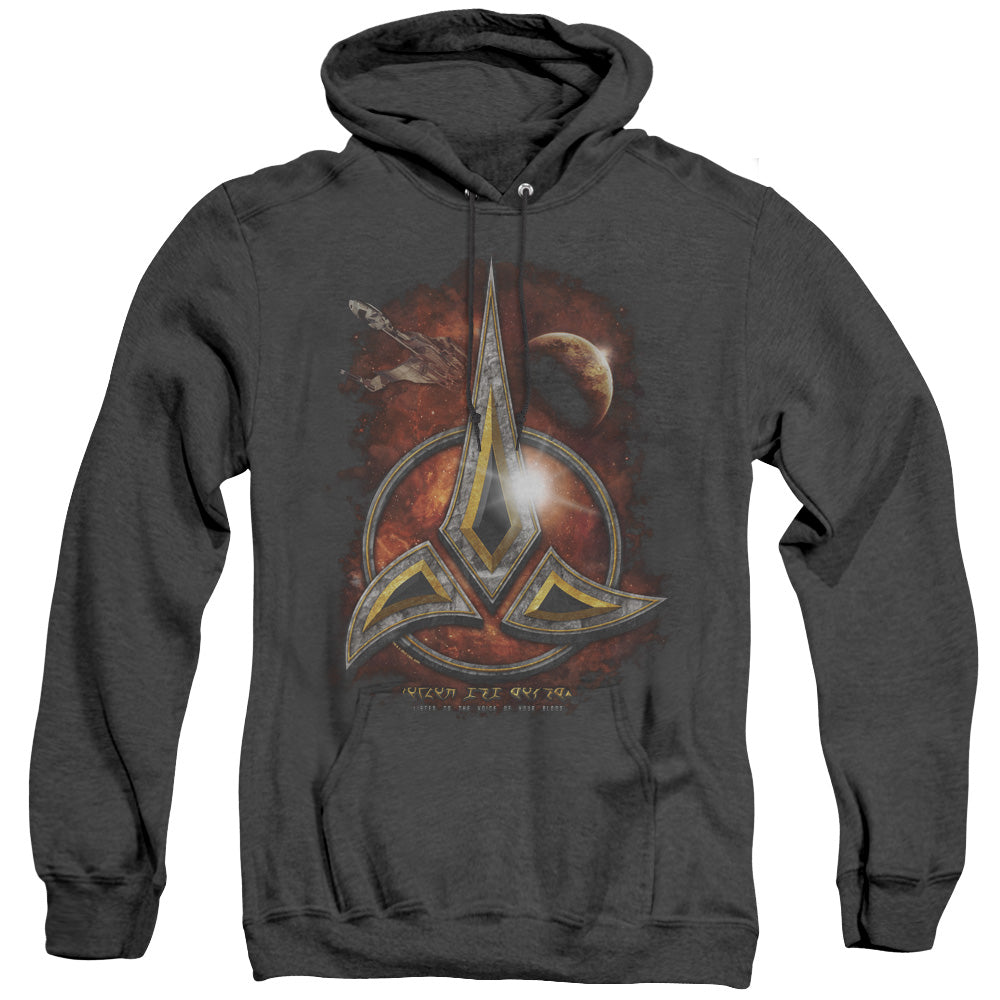 STAR TREK/KLINGON CREST - ADULT HEATHER HOODIE - BLACK