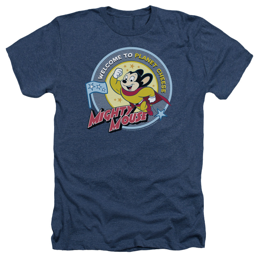 MIGHTY MOUSE/PLANET CHEESE - ADULT HEATHER - NAVY