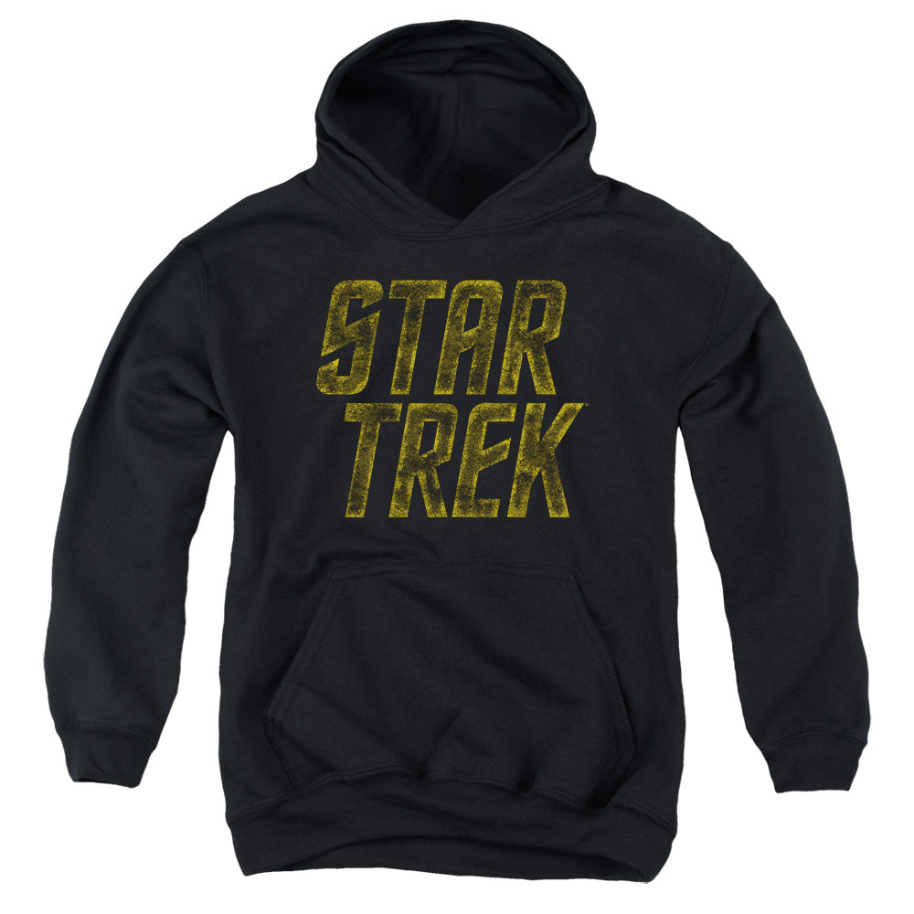 STAR TREK/DISTRESSED LOGO - YOUTH PULLOVER HOODIE - BLACK