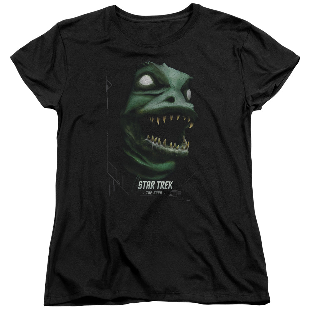 STAR TREK/THE GORN - S/S WOMENS TEE - BLACK