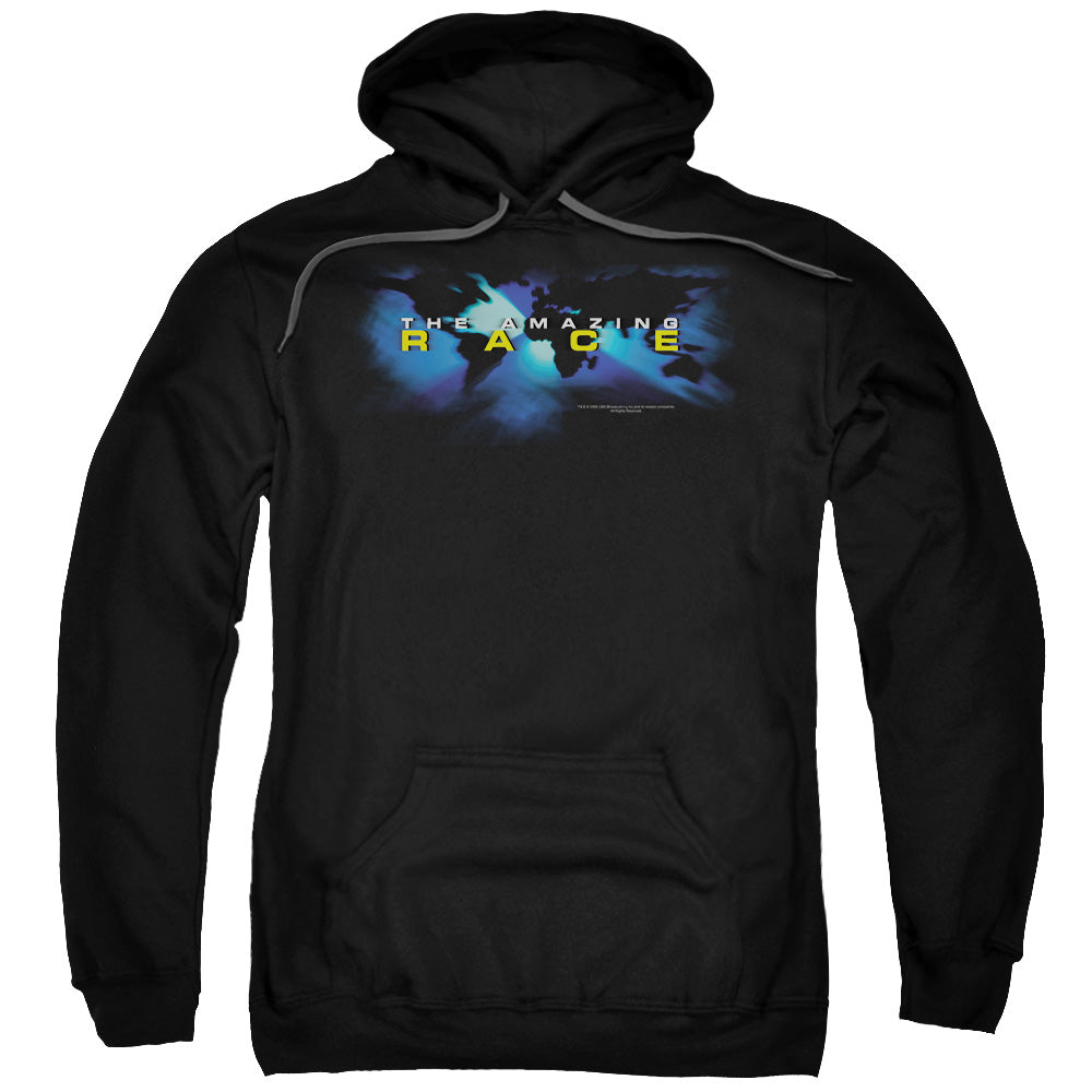 AMAZING RACE/FADED GLOBE - ADULT PULLOVER HOODIE - BLACK