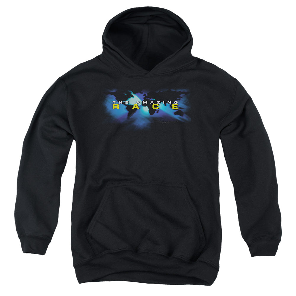 AMAZING RACE/FADED GLOBE - YOUTH PULLOVER HOODIE - BLACK