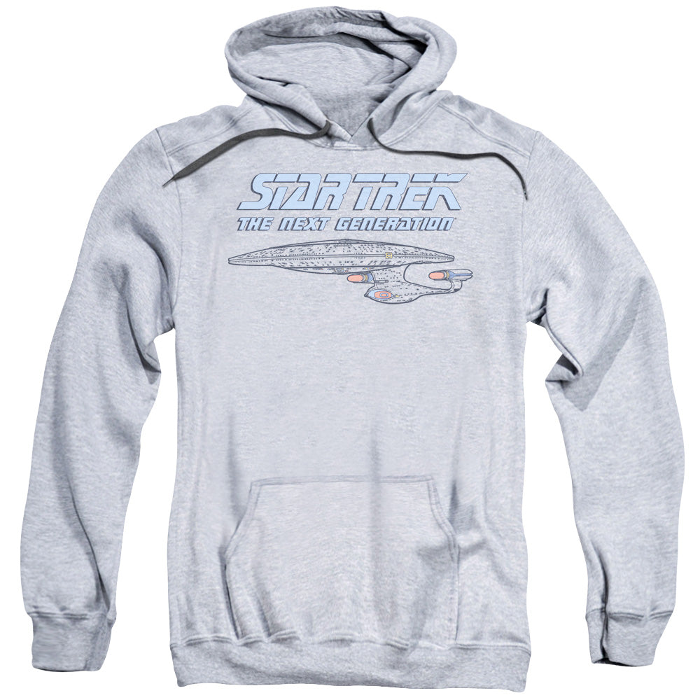 STAR TREK/DISTRESSED TNG - ADULT PULLOVER HOODIE - ATHLETIC HEATHER