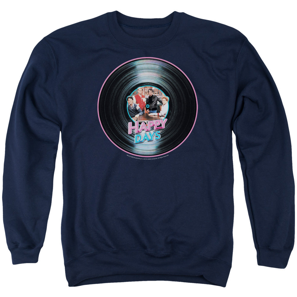 HAPPY DAYS/ON THE RECORD - ADULT CREWNECK SWEATSHIRT - NAVY