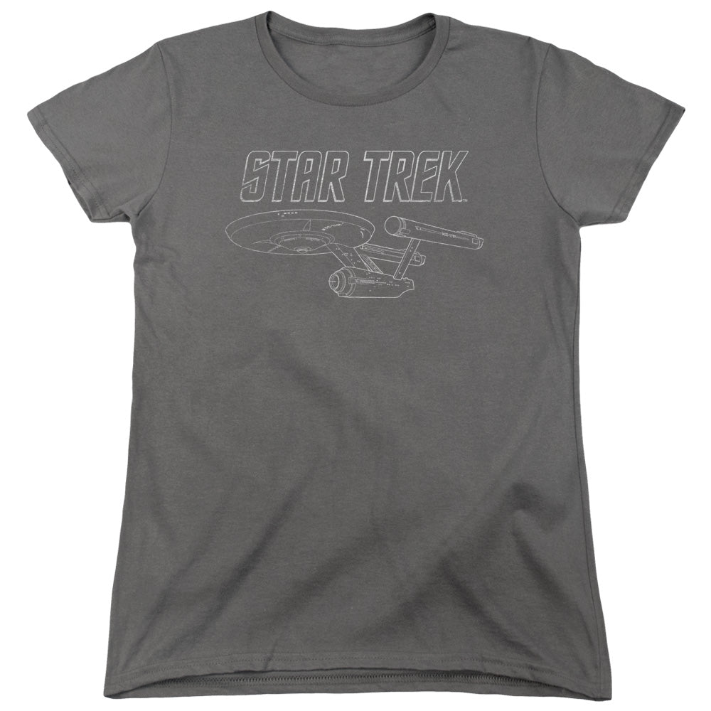 STAR TREK/TOS ENTERPRISE - S/S WOMENS TEE - CHARCOAL
