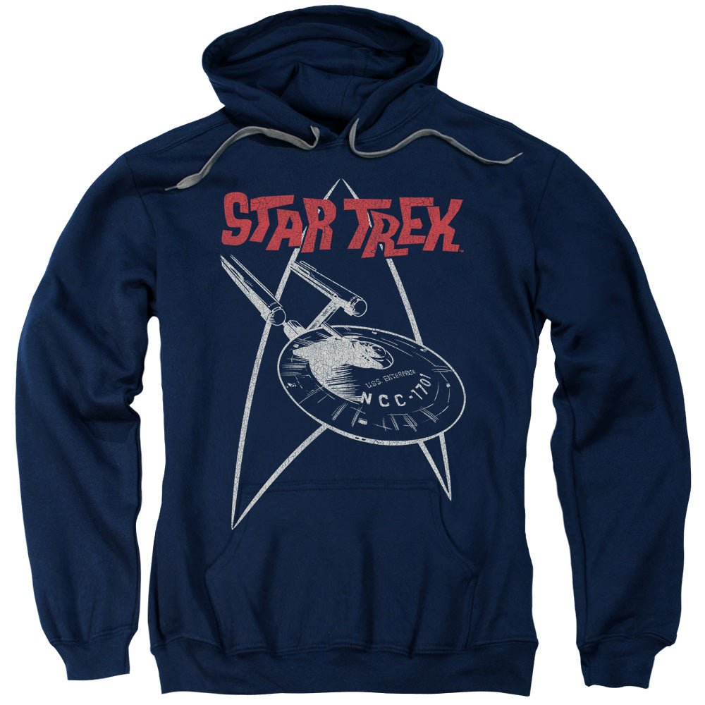 STAR TREK/SHIP SYMBOL - ADULT PULLOVER HOODIE - NAVY