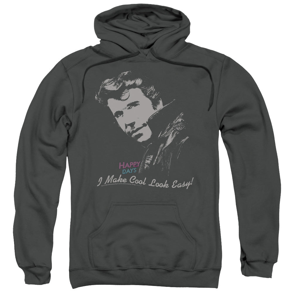HAPPY DAYS/COOL FONZ - ADULT PULLOVER HOODIE - CHARCOAL