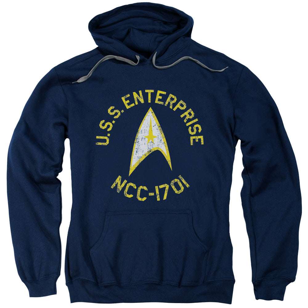 STAR TREK/COLLEGIATE - ADULT PULLOVER HOODIE - NAVY