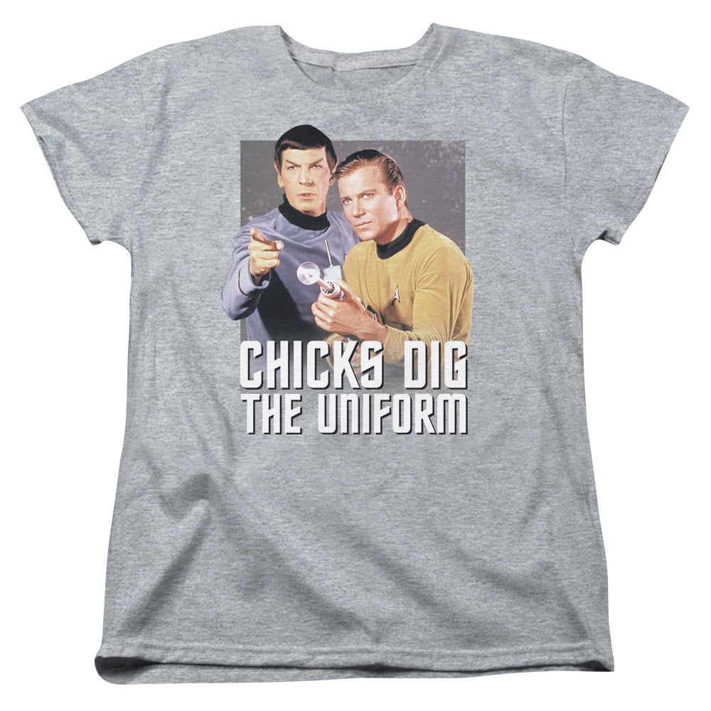 STAR TREK/CHICKS DIG - S/S WOMENS TEE - ATHLETIC HEATHER