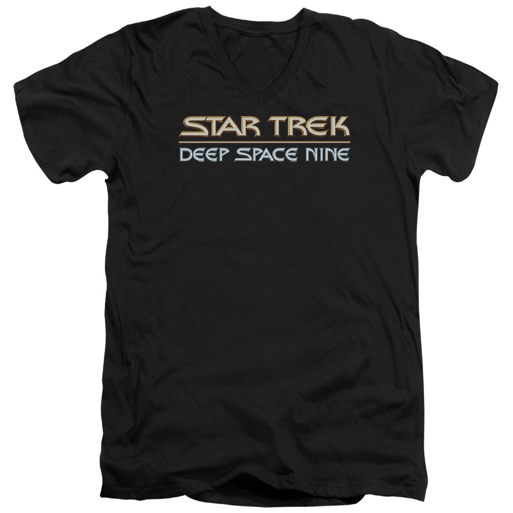 STAR TREK/DEEP SPACE NINE LOGO - S/S ADULT V-NECK 30/1 - BLACK