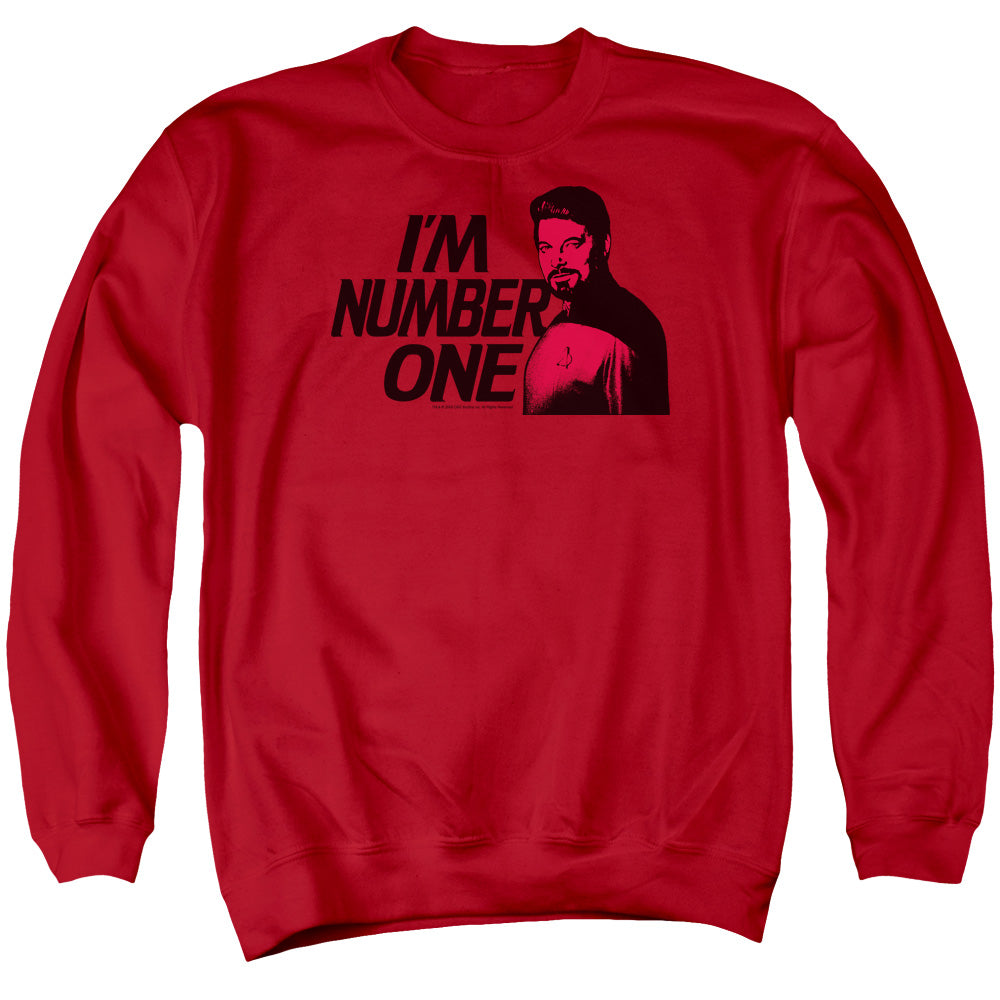 STAR TREK/IM NUMBER ONE - ADULT CREWNECK SWEATSHIRT - RED