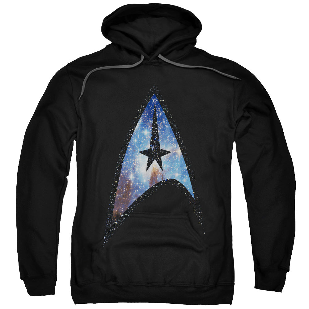 STAR TREK/GALACTIC SHIELD - ADULT PULLOVER HOODIE - BLACK