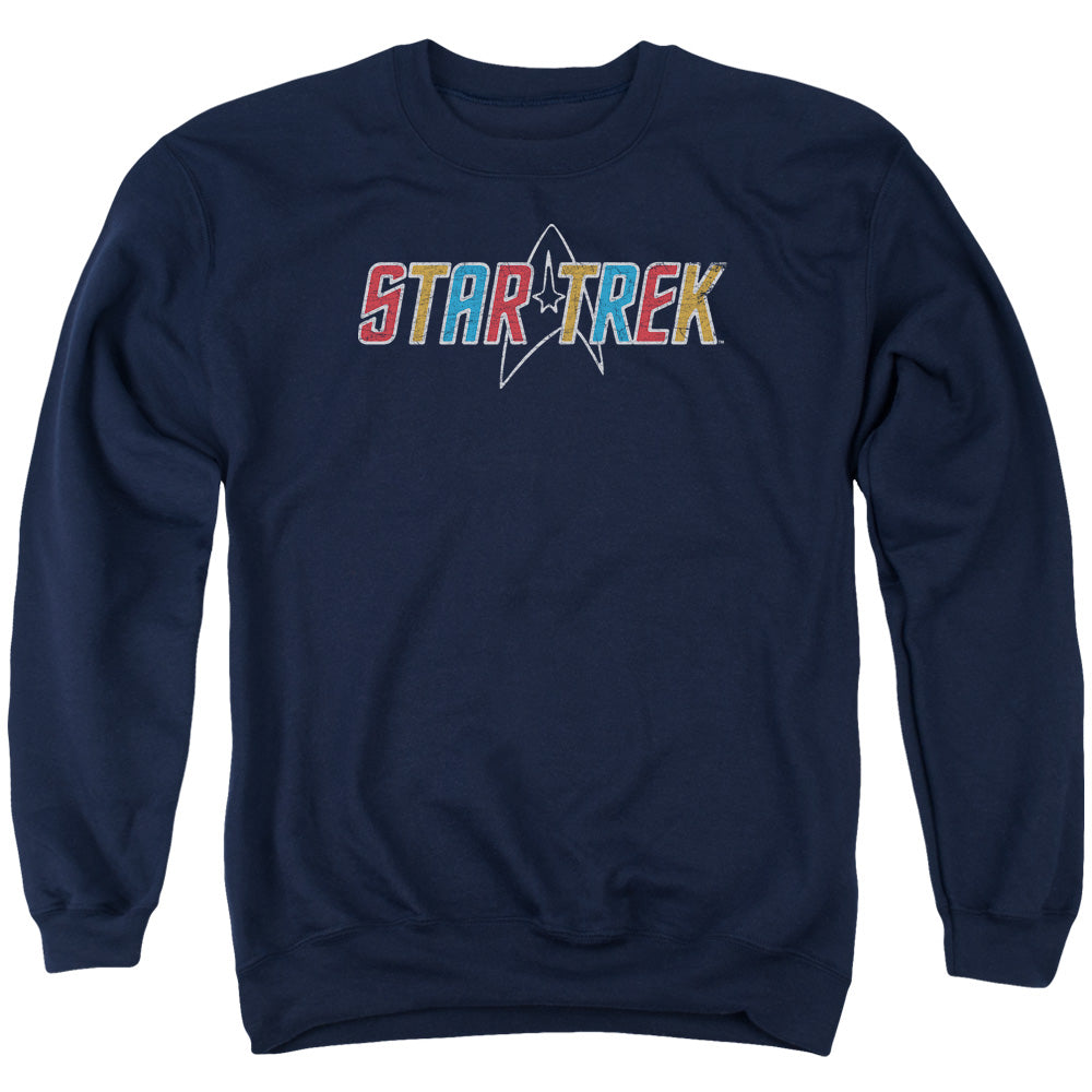 STAR TREK/MULTI COLORED LOGO - ADULT CREWNECK SWEATSHIRT - NAVY