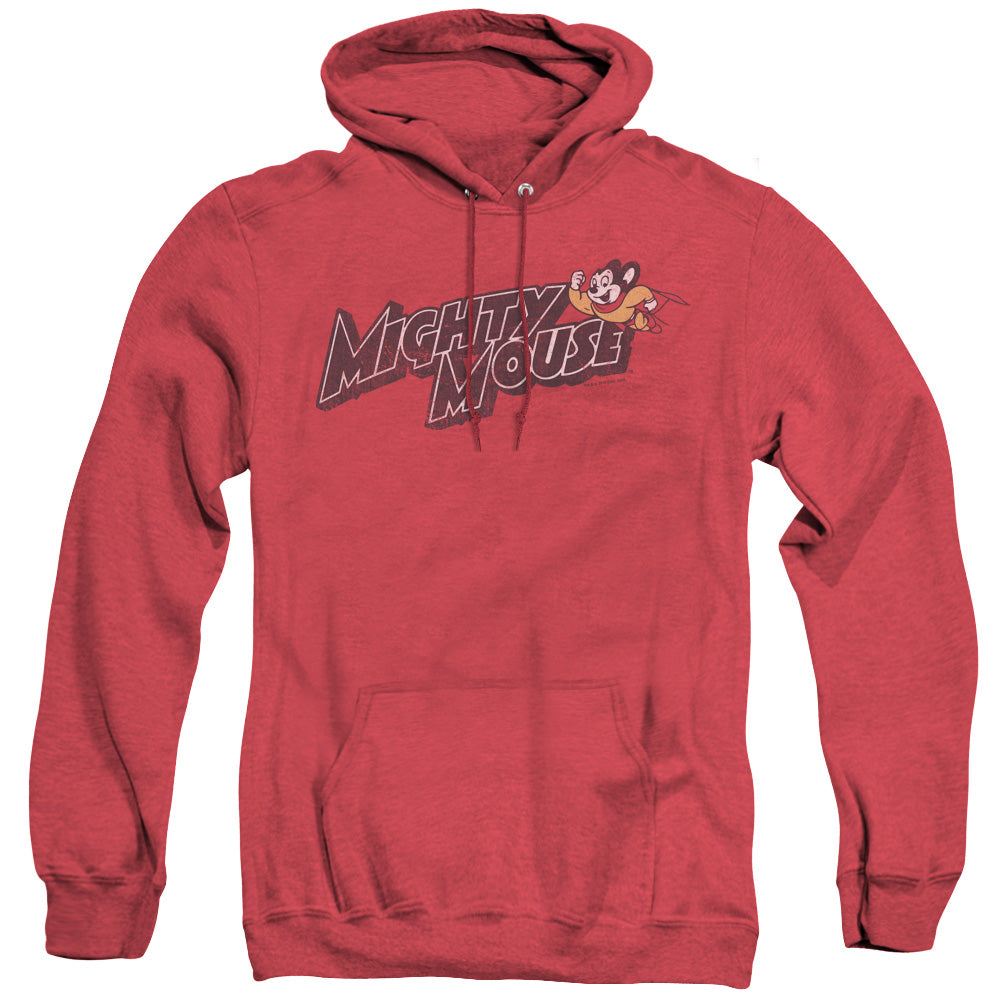 MIGHTY MOUSE/MIGHT LOGO - ADULT HEATHER HOODIE - RED