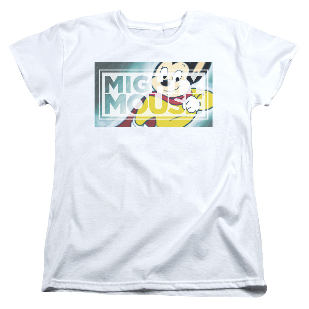 MIGHTY MOUSE/MIGHTY RECTANGLE - S/S WOMENS TEE - WHITE