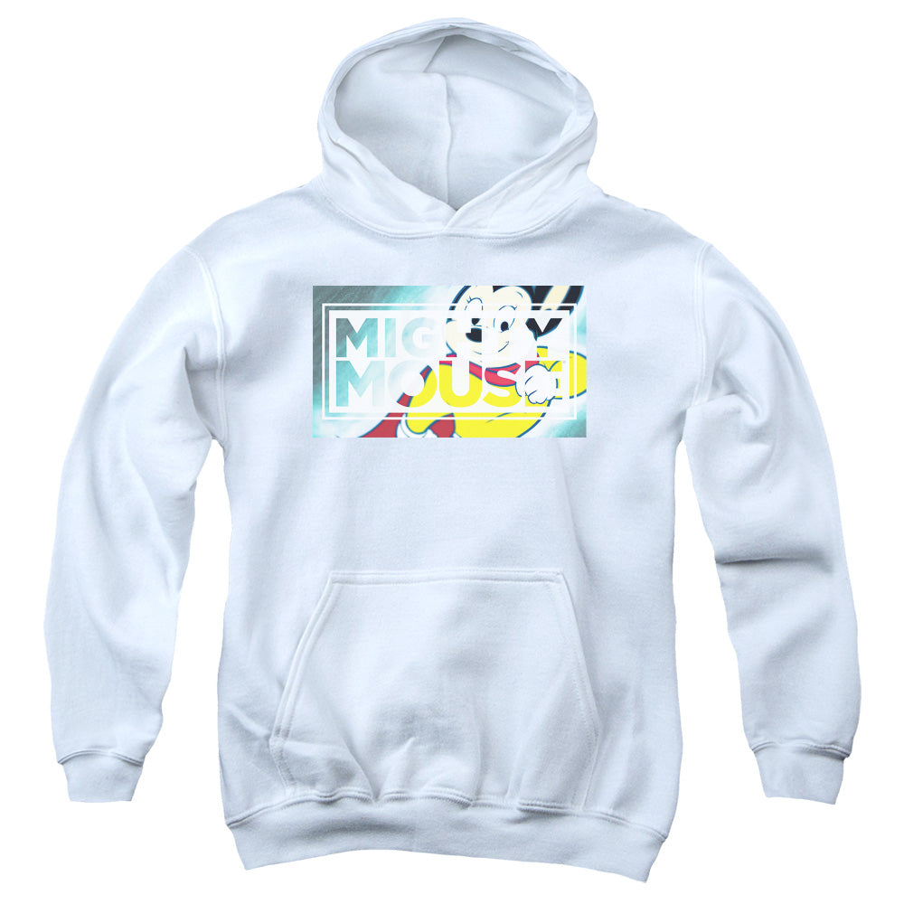MIGHTY MOUSE/MIGHTY RECTANGLE - YOUTH PULLOVER HOODIE - WHITE