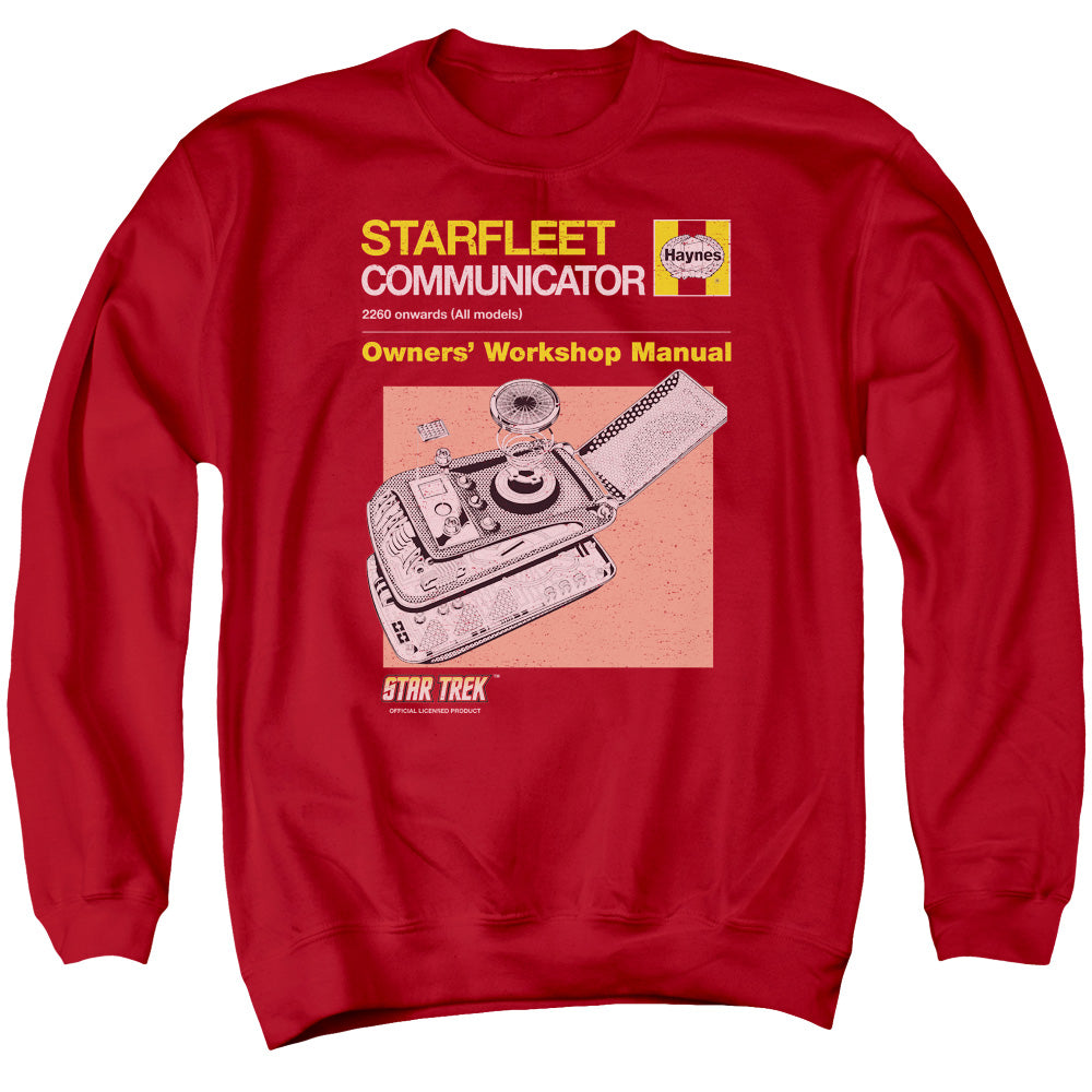 STAR TREK/COMM MANUAL - ADULT CREWNECK SWEATSHIRT - RED
