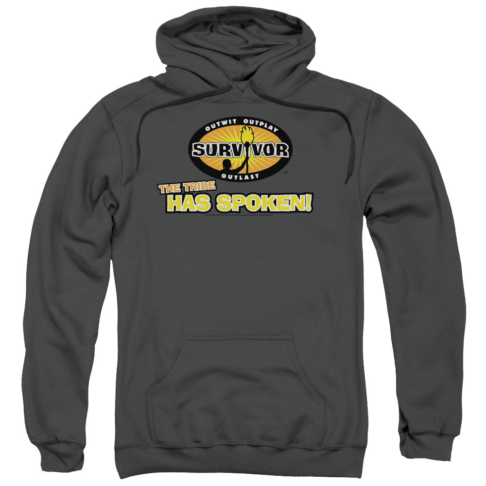 SURVIVOR/TRIBE HAS SPOKEN - ADULT PULLOVER HOODIE - CHARCOAL