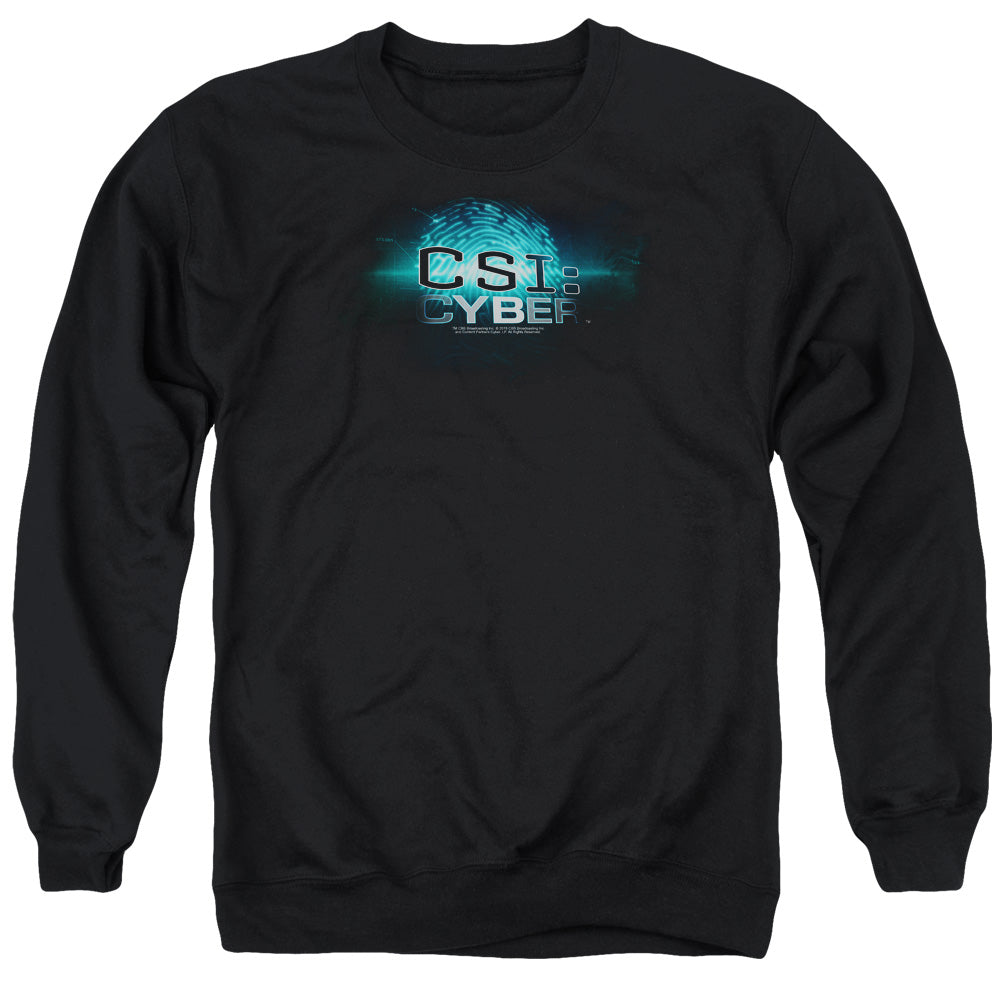 CSI: CYBER/THUMB PRINT - ADULT CREWNECK SWEATSHIRT - BLACK