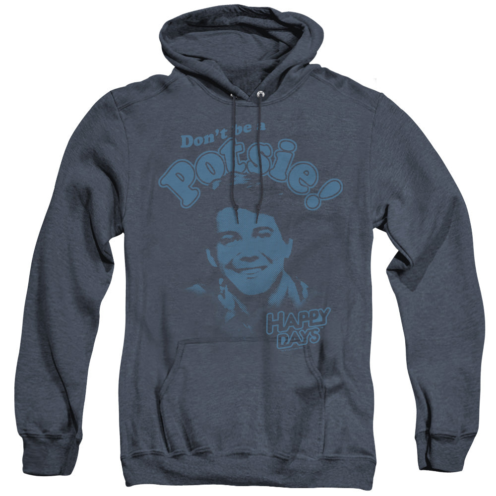 HAPPY DAYS/DONT BE A POTSY! - ADULT HEATHER HOODIE - NAVY