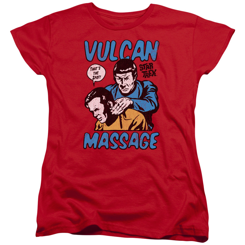 STAR TREK/MASSAGE - S/S WOMENS TEE - RED