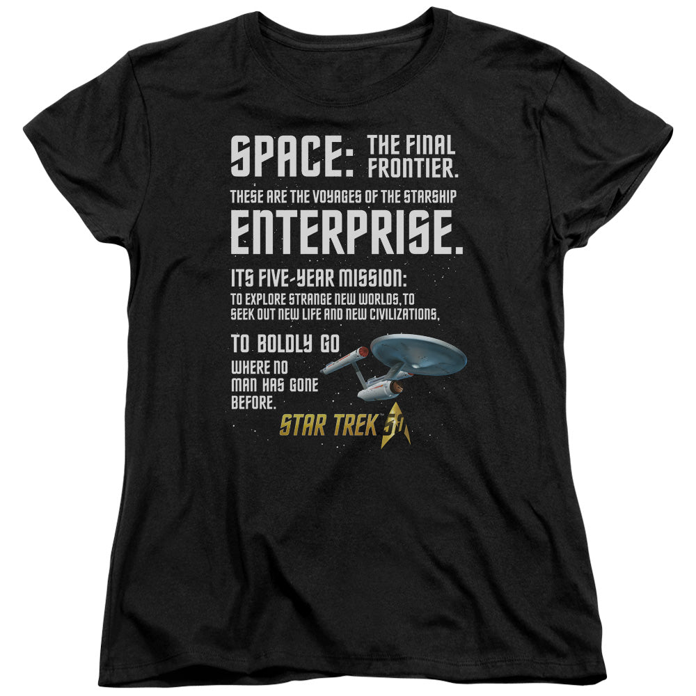 STAR TREK/INTRO - S/S WOMENS TEE - BLACK