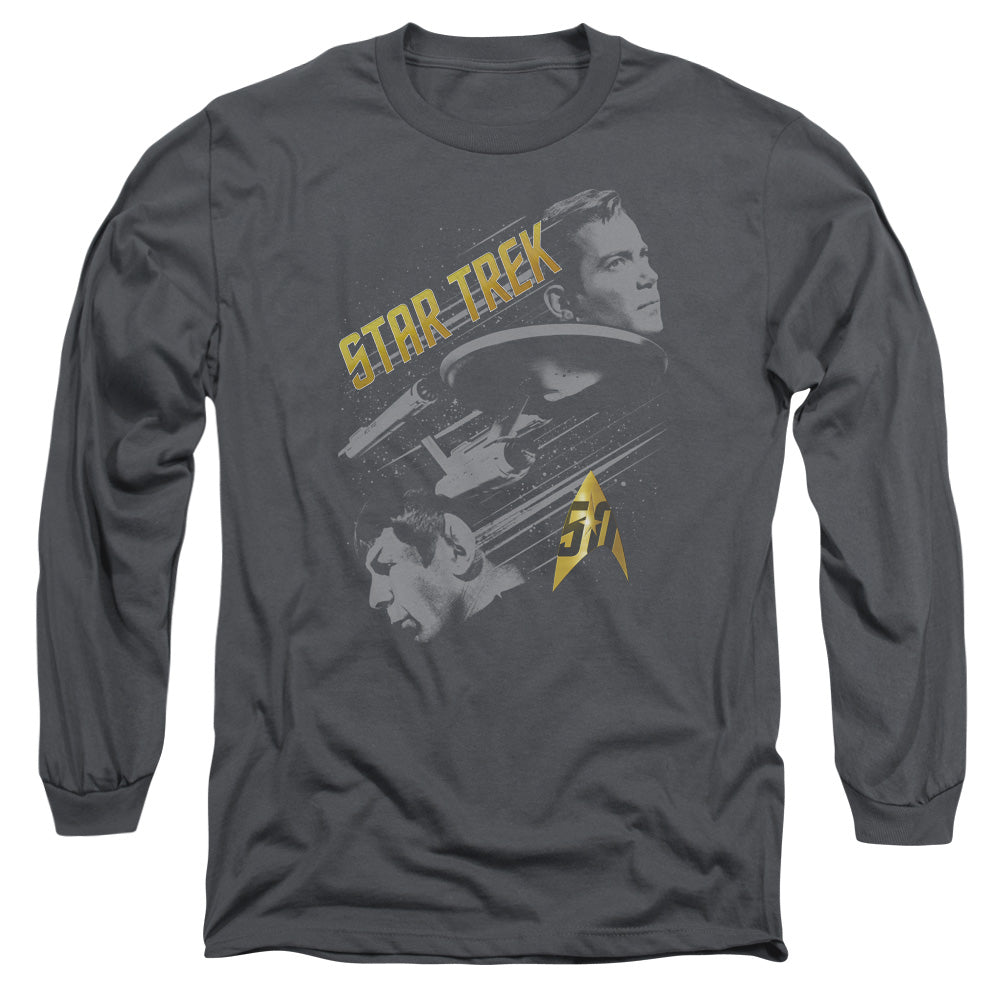 STAR TREK/50 YEAR FRONTIER -  L/S ADULT 18/1  - CHARCOAL