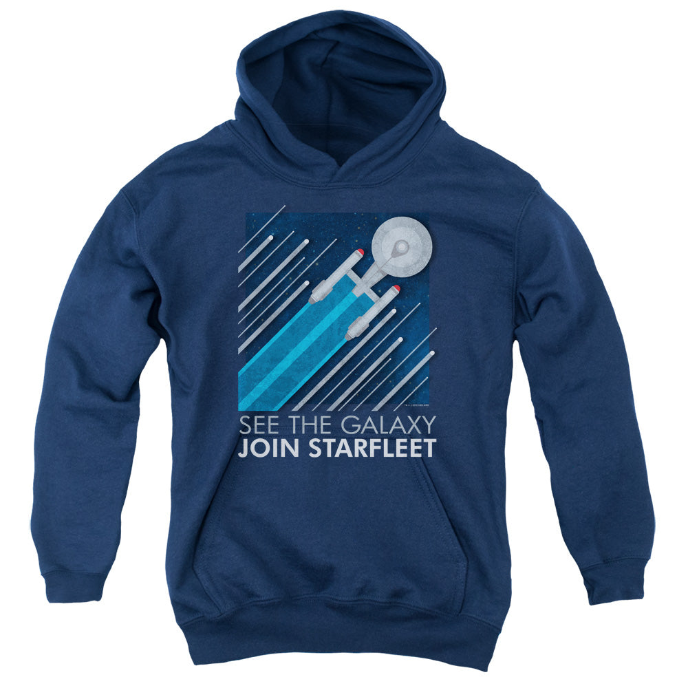 STAR TREK/STARFLEET RECRUITMENT POSTER - YOUTH PULLOVER HOODIE - NAVY