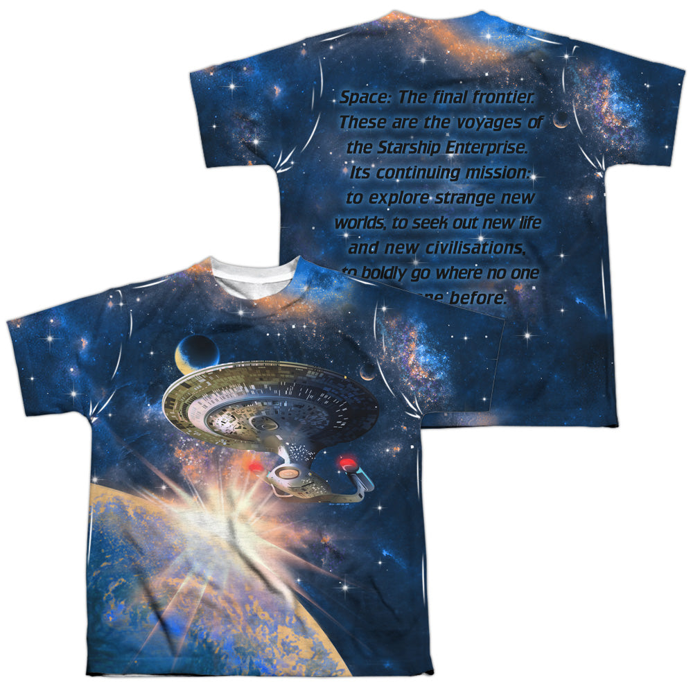 STAR TREK/NEXT GENERATION ENTERPRISE (FRONT/BACK PRINT) - S/S YOUTH POLY CREW - MULTI