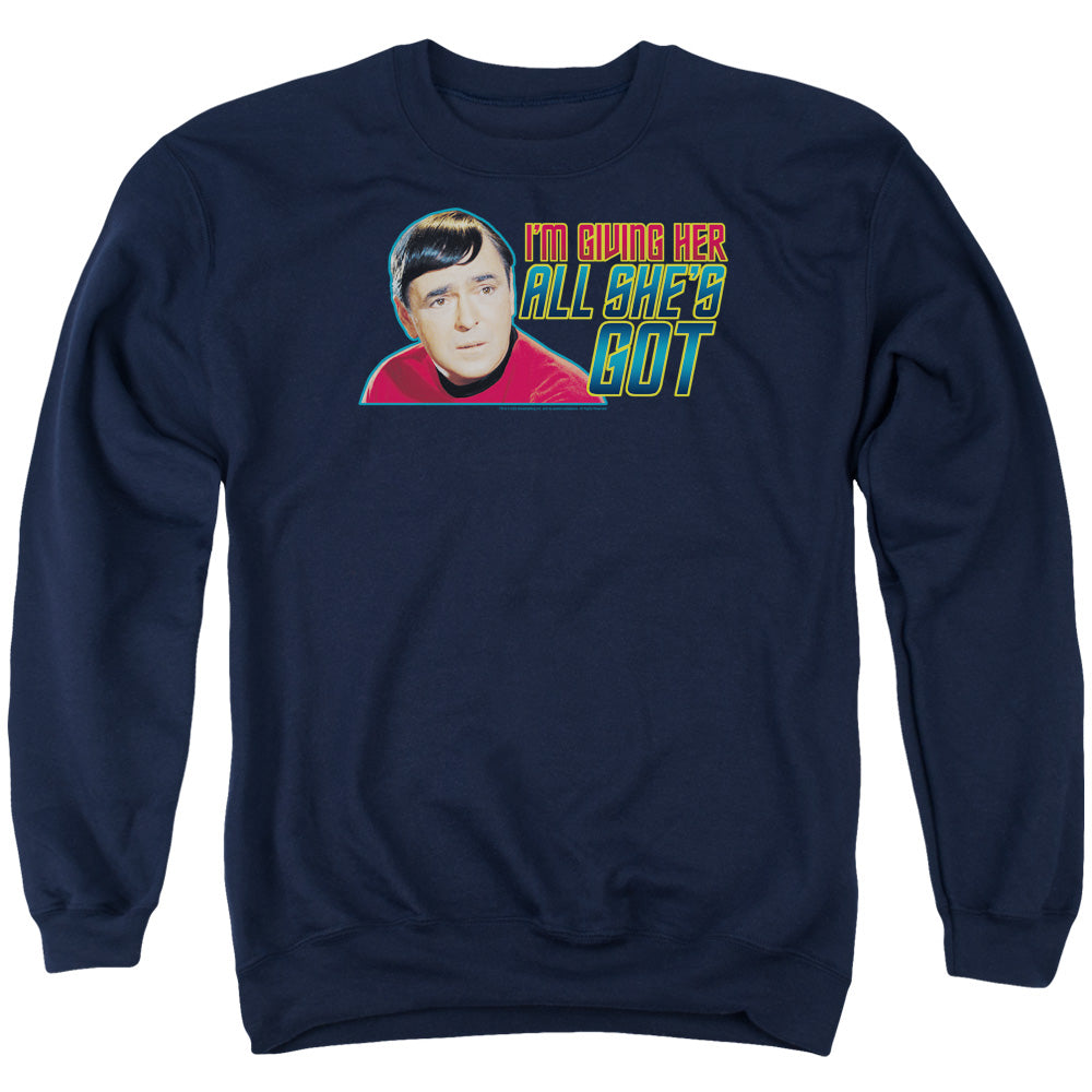 STAR TREK/ALL SHE'S GOT - ADULT CREWNECK SWEATSHIRT - NAVY