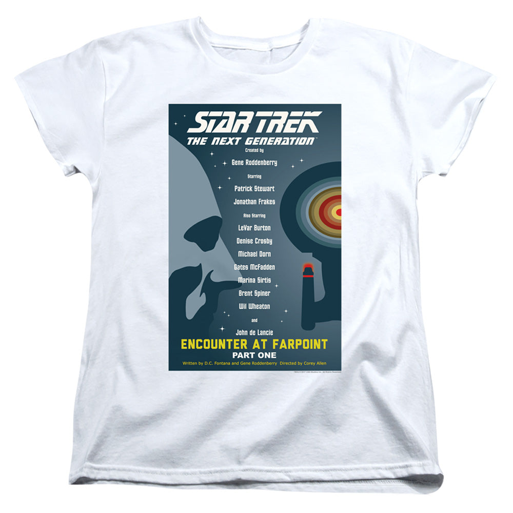 STAR TREK/TNG SEASON 1 EPISODE 1 - S/S WOMENS TEE - WHITE