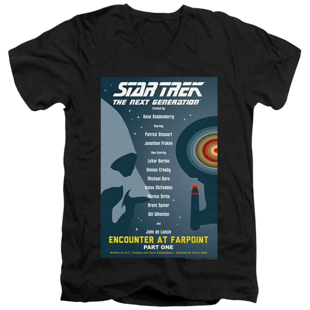STAR TREK/TNG SEASON 1 EPISODE 1 - S/S ADULT V-NECK 30/1 - BLACK