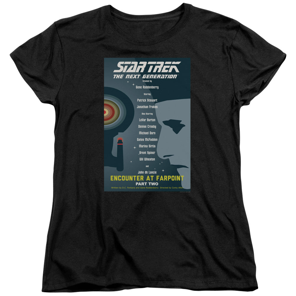STAR TREK/TNG SEASON 1 EPISODE 2 - S/S WOMENS TEE - BLACK