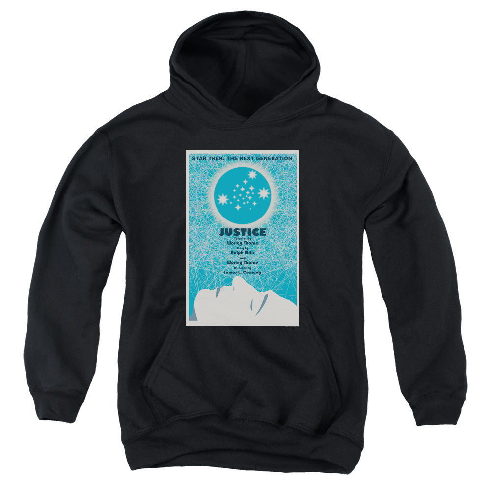 STAR TREK/TNG SEASON 1 EPISODE 8 - YOUTH PULLOVER HOODIE - BLACK