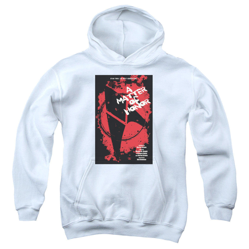 STAR TREK/TNG SEASON 2 EPISODE 8 - YOUTH PULLOVER HOODIE - WHITE