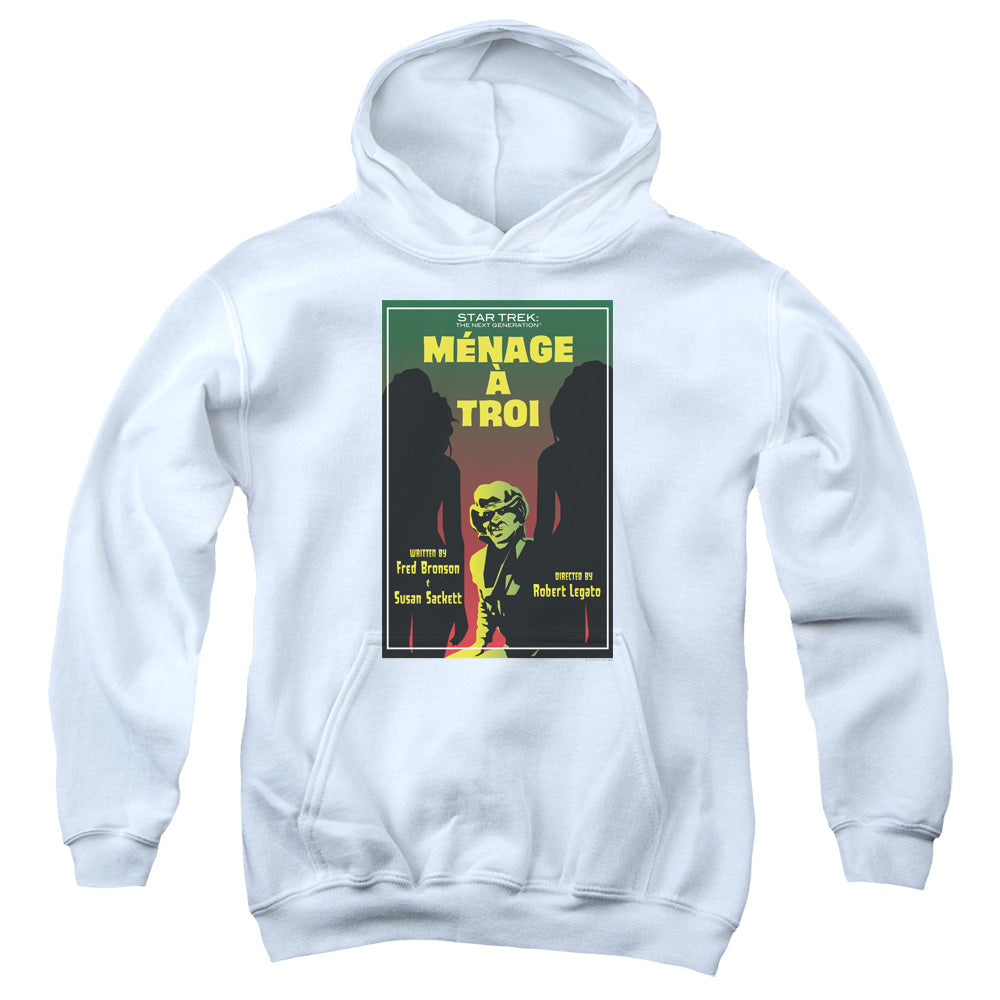 STAR TREK/TNG SEASON 3 EPISODE 24 - YOUTH PULLOVER HOODIE - WHITE