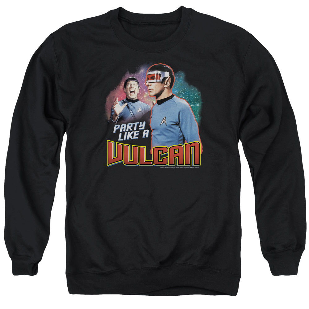 STAR TREK/PARTY LIKE A VULCAN - ADULT CREWNECK SWEATSHIRT - BLACK