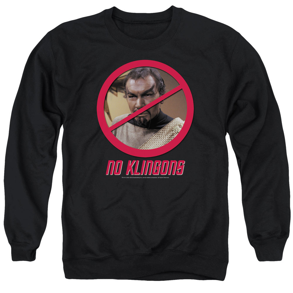STAR TREK/NO KLINGONS - ADULT CREWNECK SWEATSHIRT - BLACK