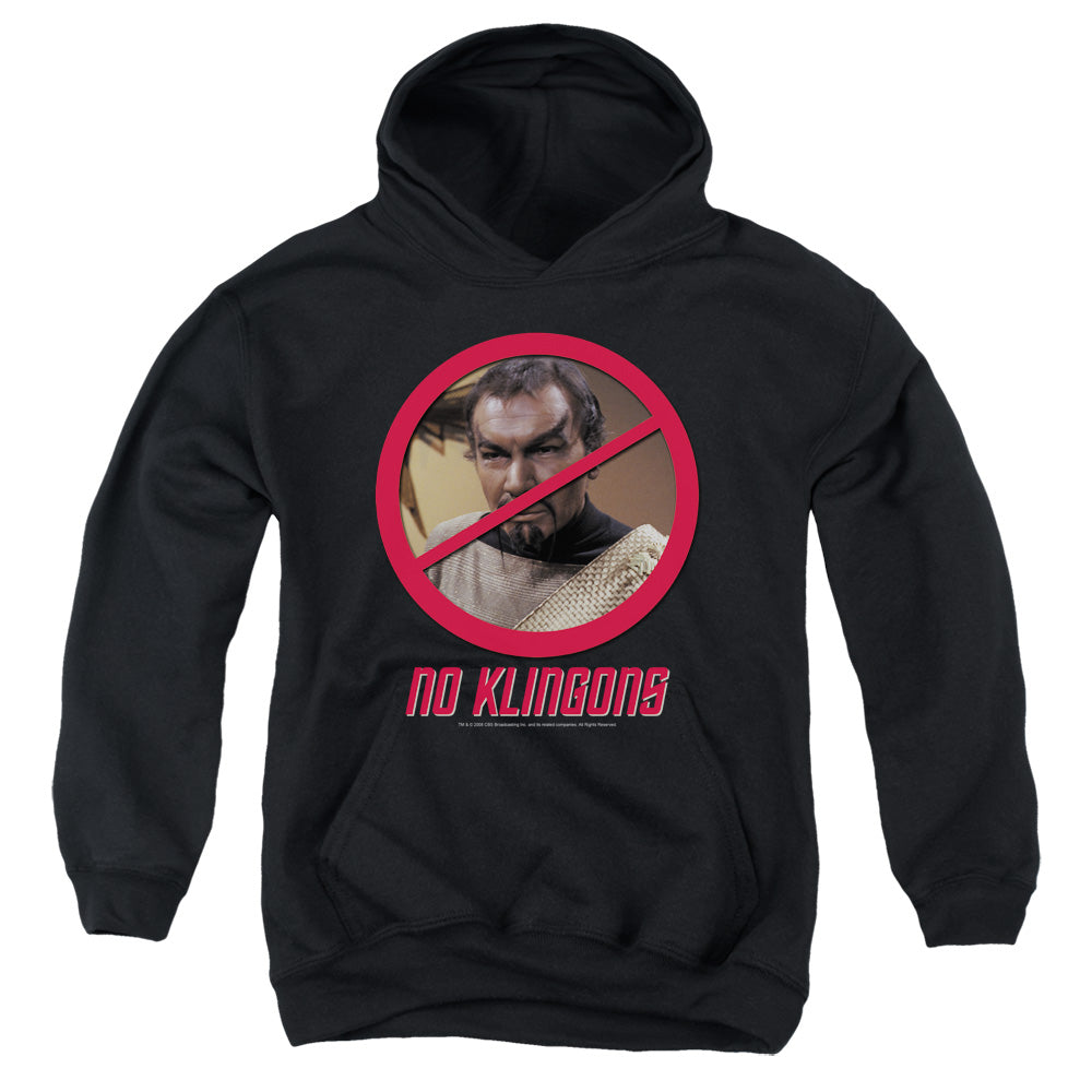 STAR TREK/NO KLINGONS - YOUTH PULLOVER HOODIE - BLACK