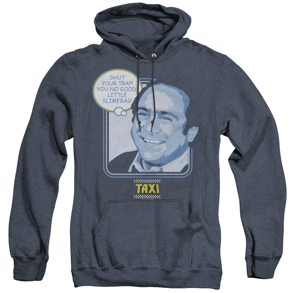 TAXI/SHUT YOUR TRAP - ADULT HEATHER HOODIE - NAVY