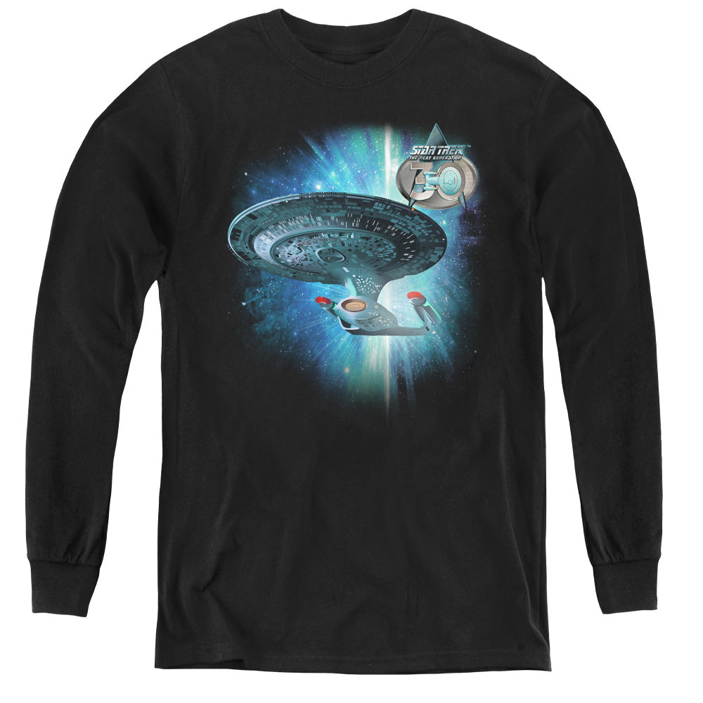 STAR TREK/SHIP 30 - YOUTH LONG SLEEVE TEE - BLACK
