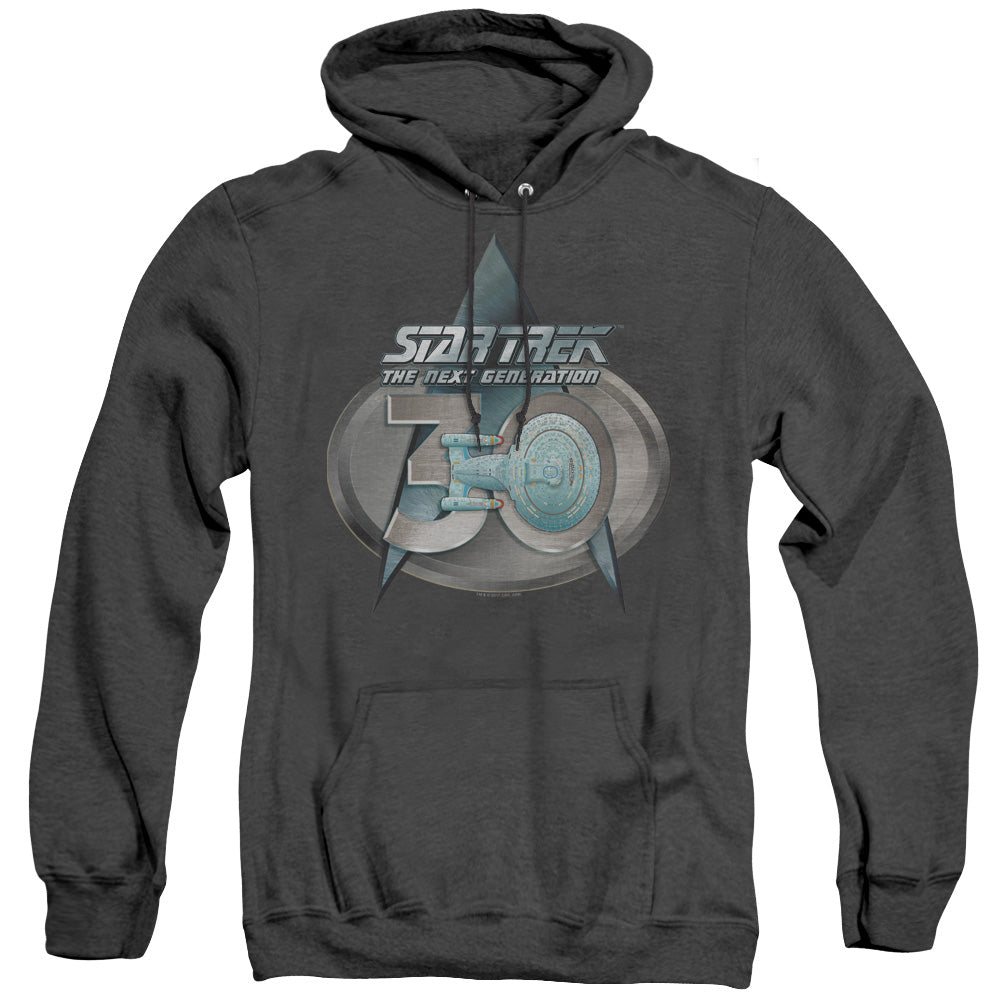 STAR TREK/TNG 30 LOGO - ADULT HEATHER HOODIE - BLACK